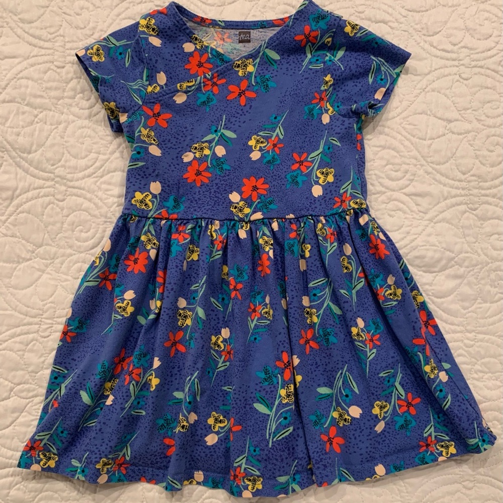 Short Sleeve Wrap Neck Dress by Tea Collection